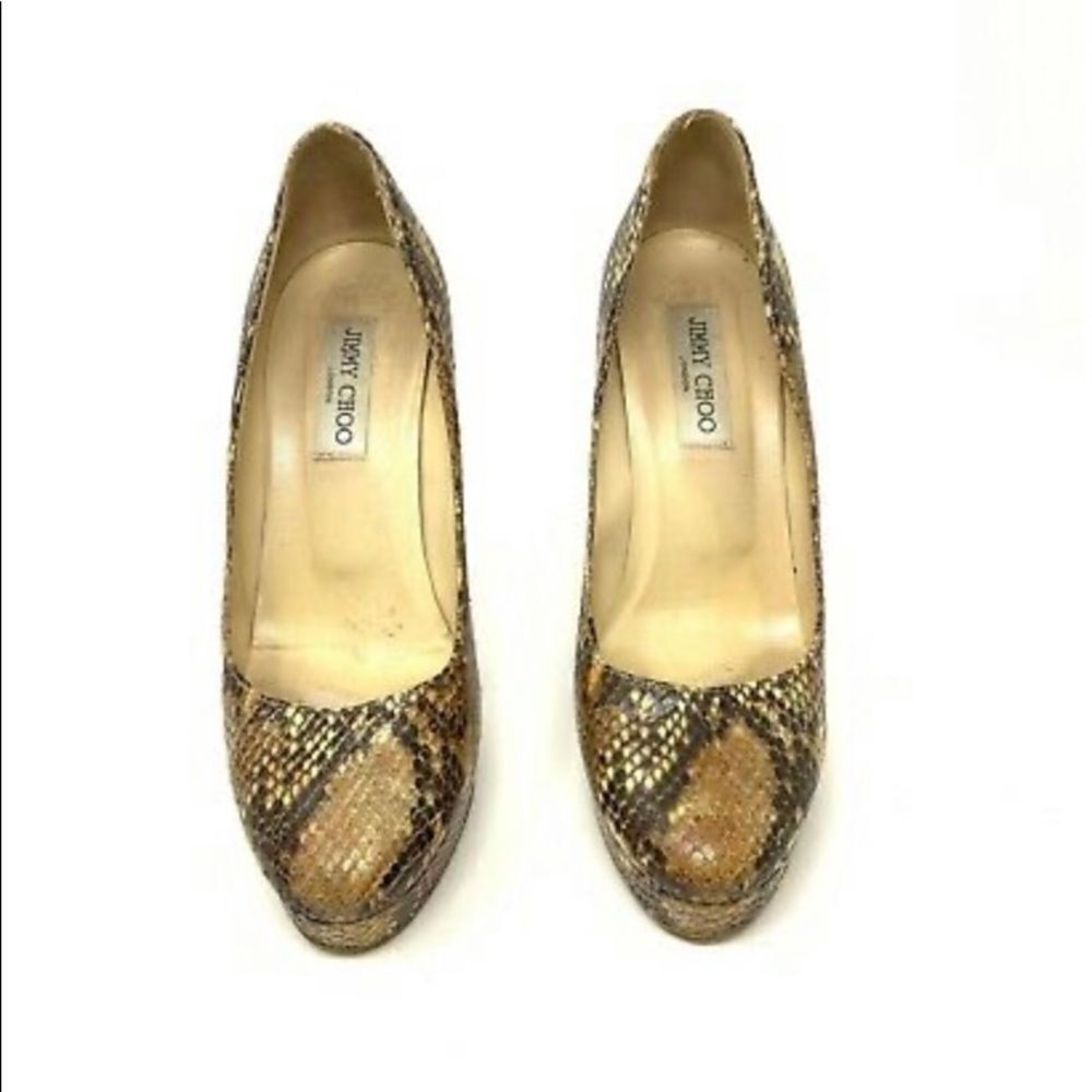 Jimmy Chootwo Tone Embossed Python Leather Platfo… - image 4